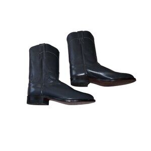 Justin Roper Boots Mens 7.5 D Western Pull On Leather Cowboy Gray Classic 3025